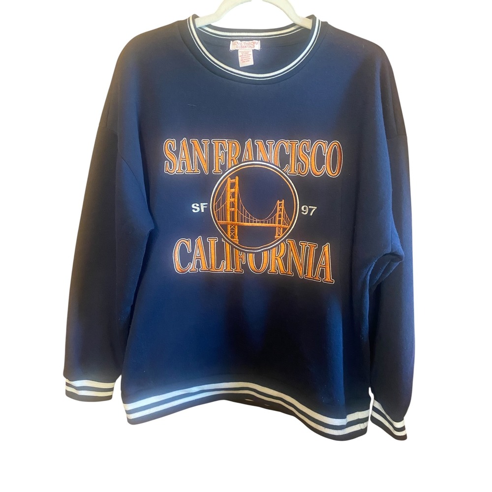 Love Theory Essentials San Francisco California Navy Blue Sweatshirt Large SF